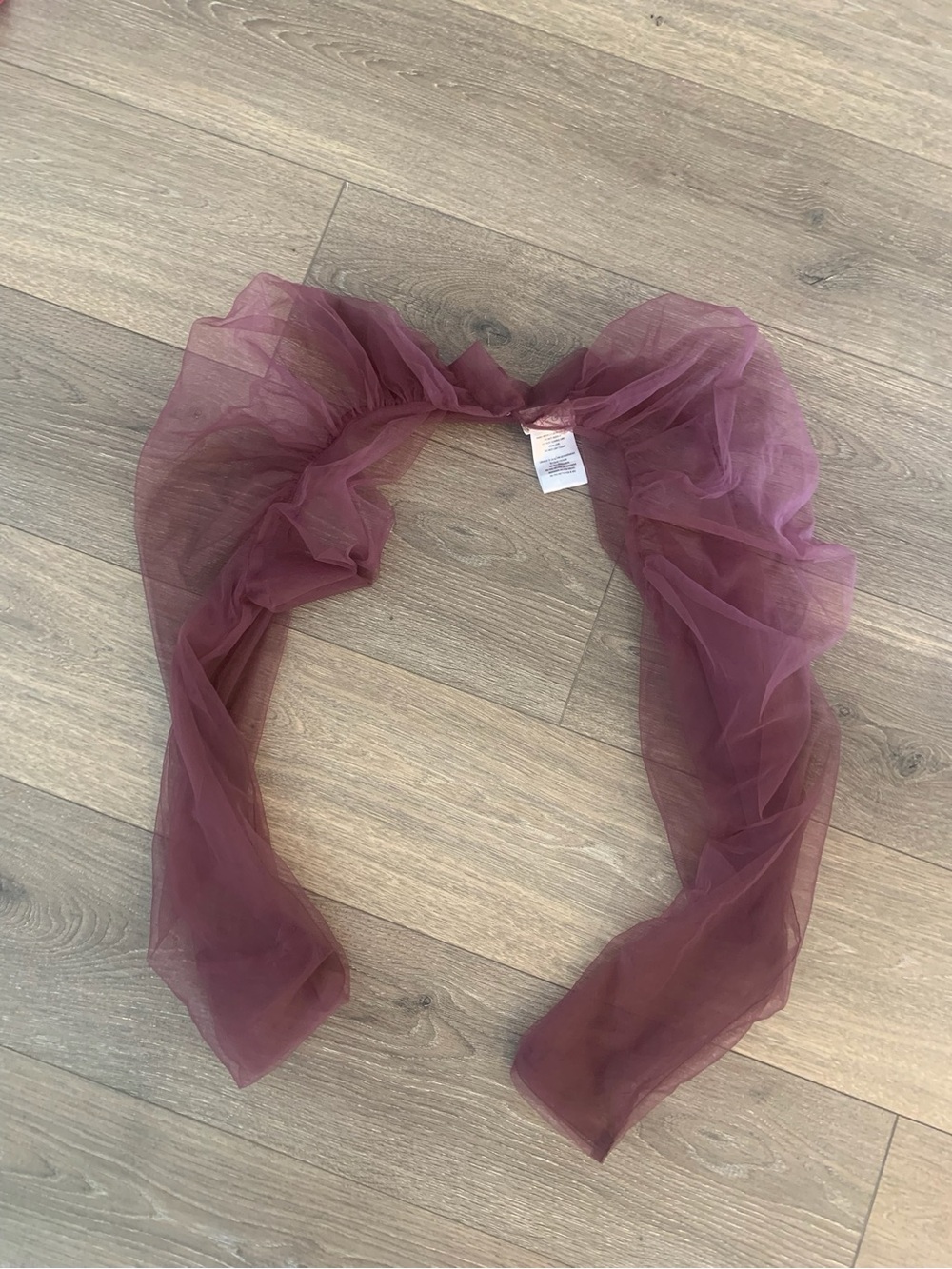 Free People Burgundy Rose Sheer Tulle Long Sleeve Ruffled Layering Shrug Piece